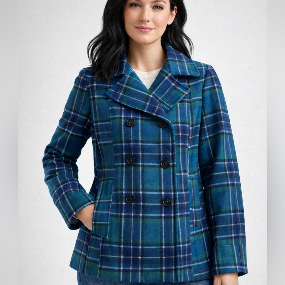 Old Navy Blue and Green Plaid Coat